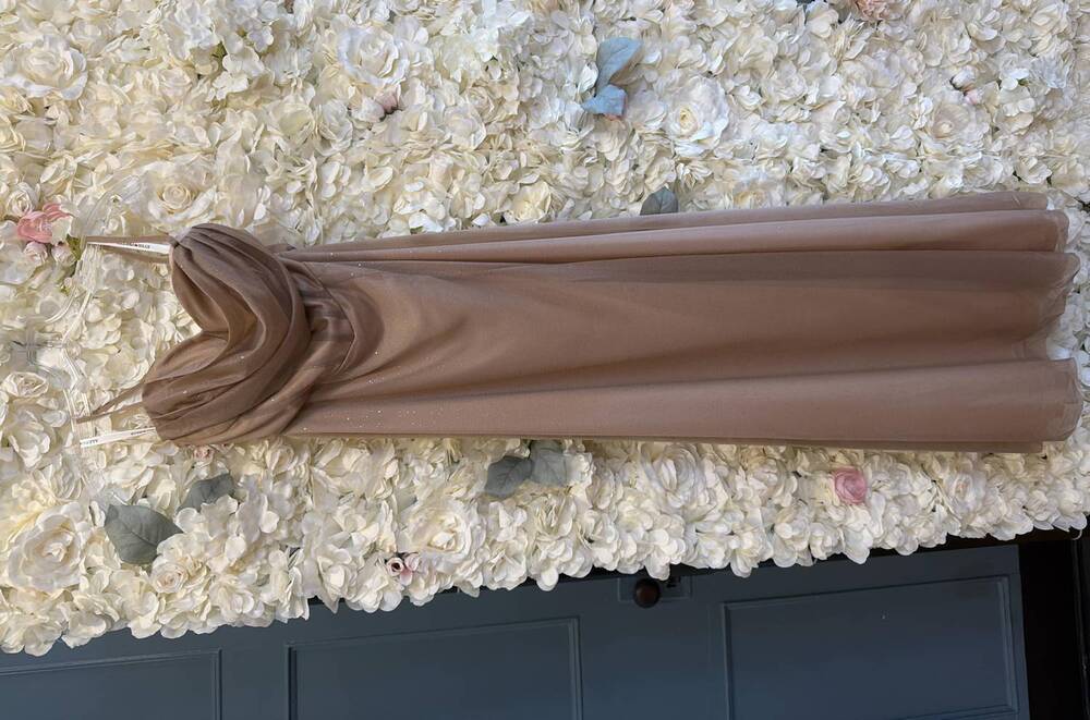 NEW EVER-PRETTY women's cowl neck corset dress in rose gold